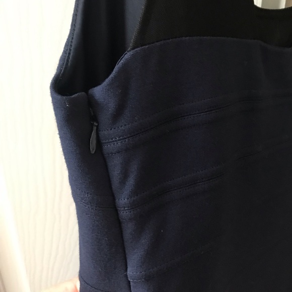 Express Navy with Black Sheer Accent Body Con Dress  Flattering Seaming Detail - Picture 8 of 10